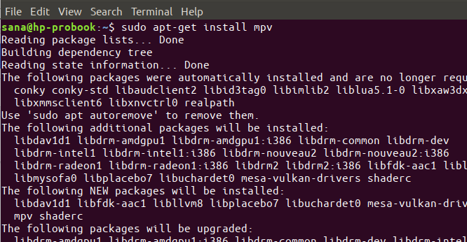 Installieren Sie Mpv in Ubuntu apt