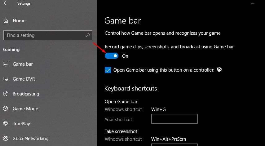 Aktivieren Sie die Spielleiste unter Windows 10
