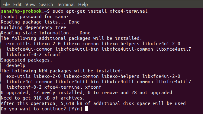 Installieren Sie das xfce4-Terminal