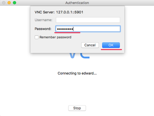 Verbinden Sie sich mit dem VNC-Server