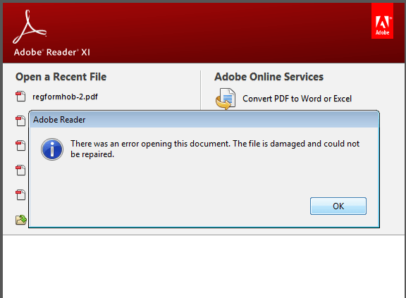 Die PDF-Datei ist beschädigt
