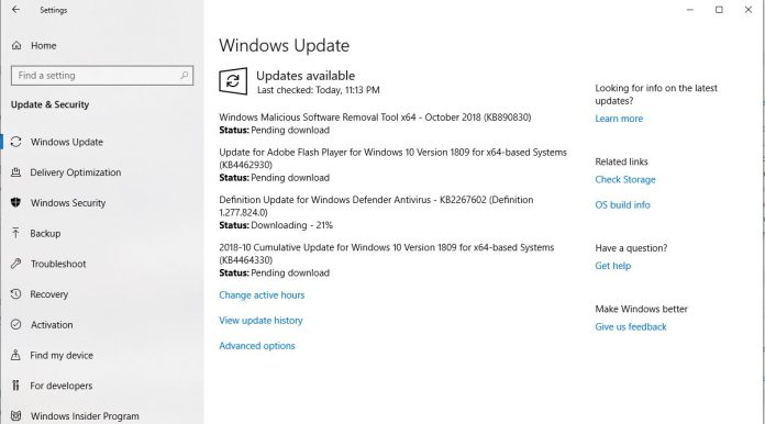 Update vom 10. Oktober 2018 für Windows Erhalten Sie das erste kumulative Update KB4464330