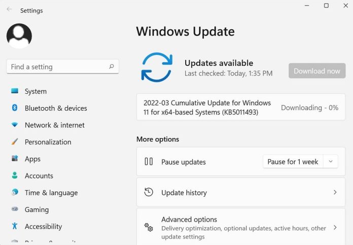 Windows 11 KB5011493 (Build 22000.556) zum Download verfügbar, jetzt herunterladen